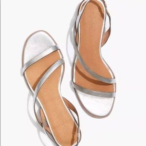 NWOT  Madewell The Heidi Sandal  Women's size 8.5 leather Metallic silver